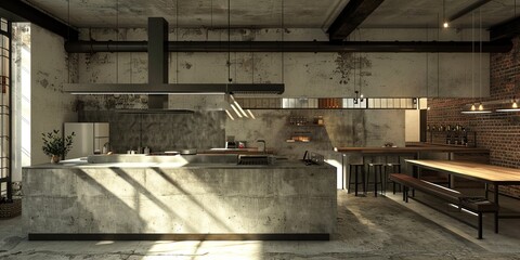 Rustic industrial kitchen home interior design