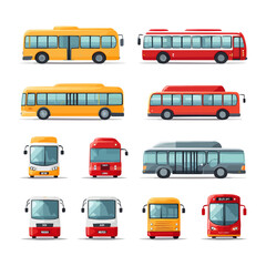 Fototapeta premium Bus icon set, pack, collection isolated on white background