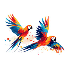 Macaw | Minimalist and Simple set of 3 Line White background - Vector illustration