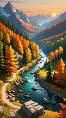 autumn forest in the mountains.  scenery