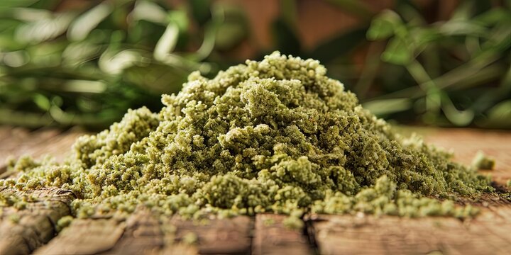 photo of cannabis kief - pollen from marihuana plants containing a high concentration of THC crystals 