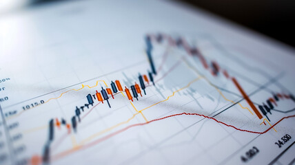 A dynamic stock market graph line ascends on a dark, blurred background, symbolizing financial growth and market analysis