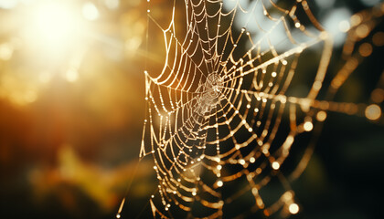 spider web in sunlight.  - obrazy, fototapety, plakaty