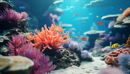 sea ​​corals underwater. underwater life of fish.