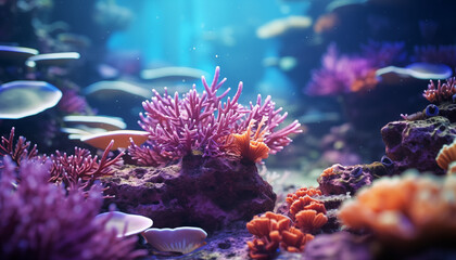 Naklejka na ściany i meble sea ​​corals underwater. underwater life of fish.