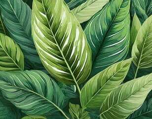 Abstract background wallpaper of green leafs house plant pattern texture