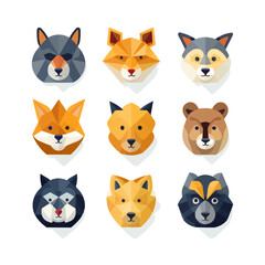 Fototapeta premium Set of animal icon for SNS profile. Vector illustration isolated on a white background.