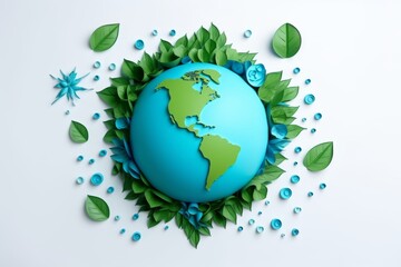 Earth day, Ecology and world water day, Saving water and world Environment day, environmental protection and save earth water concept. Paper art layer style. Generative ai