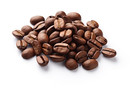 Bunch of coffee beans on isolated white background