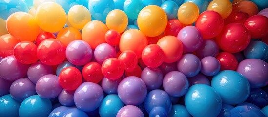Abstract background of pile of rainbow colored balloons
