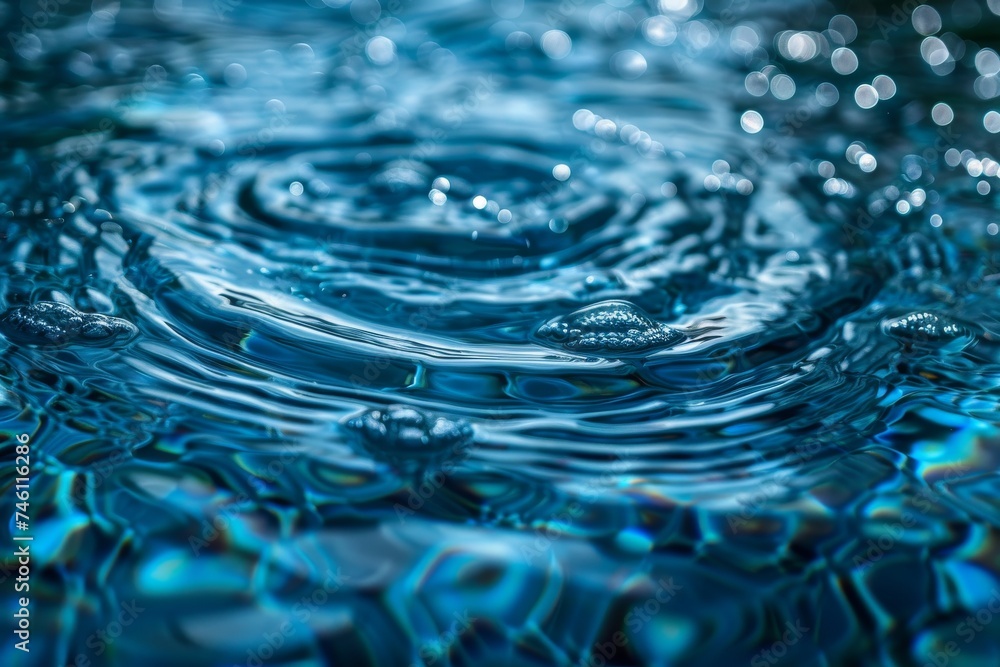 Aufkleber a high-resolution close-up capturing the intricate patterns of ripples on the surface of water refle
