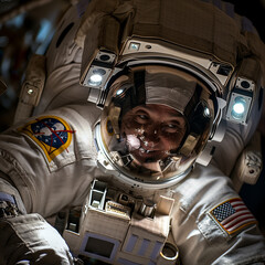 Astronaut in Space Suit Conducting a Spacewalk