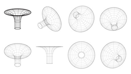 vector wireframe element design, black hole or wormhole model
