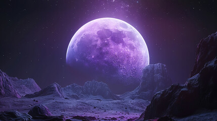 A branding campaign set against the backdrop of a surprising a purple planet in space, symbolizing...