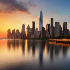 Naklejka premium City scape image during sunset
