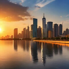 Fototapeta premium City scape image during sunset