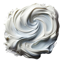 Cute white whipped cream on white background, .png

