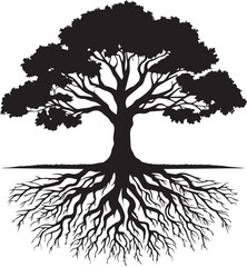 Tree With Roots Silhouettes EPS Tree With Roots Vector Tree With Roots Clipart	
