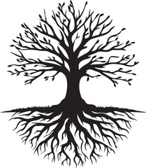 Tree With Roots Silhouettes EPS Tree With Roots Vector Tree With Roots Clipart	
