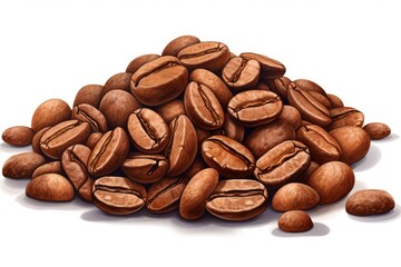 Coffee bean. Isolated coffee beans on white background - Hand Illustration style