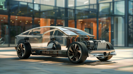 Transparent Electric Car Concept with Visible Powertrain