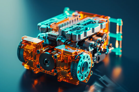 3D Render of an Electric Car Motor Assembly