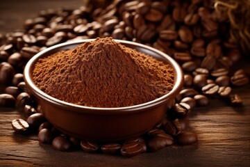 Coffee beans and coffee powder