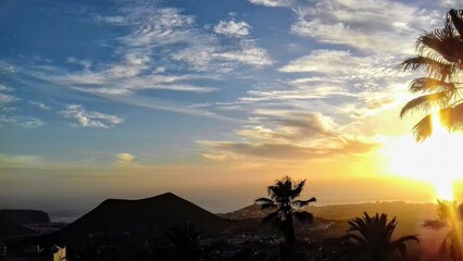 Evening sunset among the landscape of Tenerife