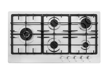 Steel stove isolated on white background .top view