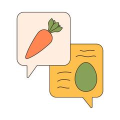 easter chat retro groovy icon. happy easter flat vector illustration icon