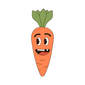 carrot retro groovy icon. happy easter flat vector illustration icon