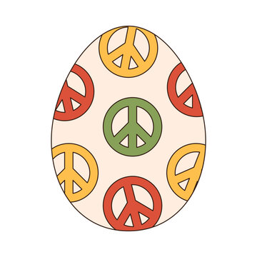 pece egg retro groovy icon. happy easter flat vector illustration icon
