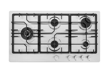 Steel stove isolated on white background .top view