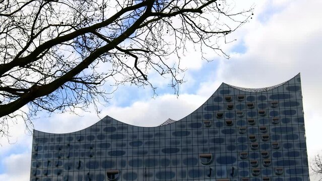 the Elbphilharmonie building of hamburg germany 4k video