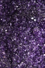Close up detail purple of amethyst crystals