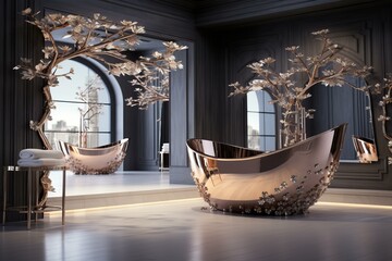 Luxurious Gold bath. Interior classic detail. Generate Ai