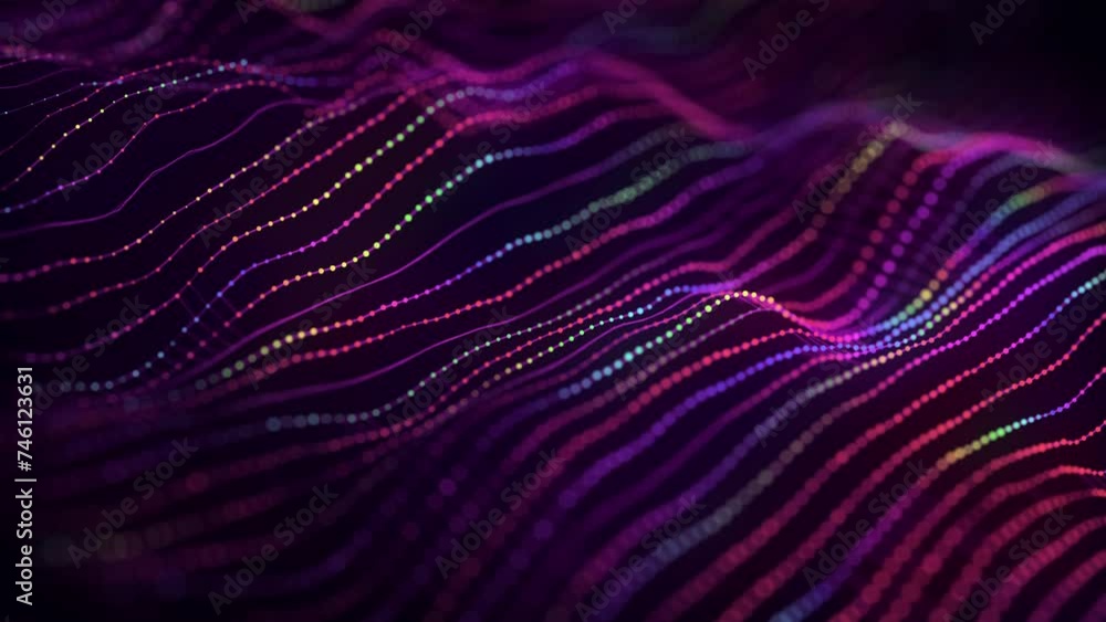 Poster dynamic color wave of particles and lines. abstract futuristic technology background. big data visua