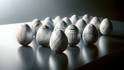 Collection of minimalist eggs - obrazy, fototapety, plakaty