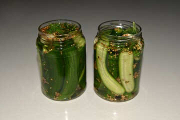 pickled cucumbers in jar