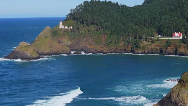 Heceta Head Lighthouse Oregon Coast Pacific Northwest Highway 101 Drone Video