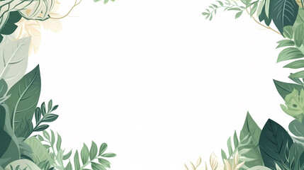 Fototapeta premium Green leaves watercolor copy space, green leaves with space for text