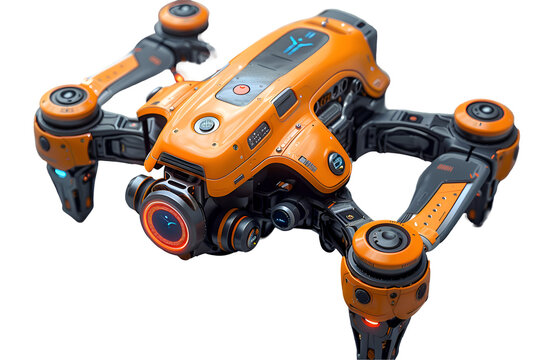 A 3D animated cartoon render of a drone with high-tech gadgets for reconnaissance missions.