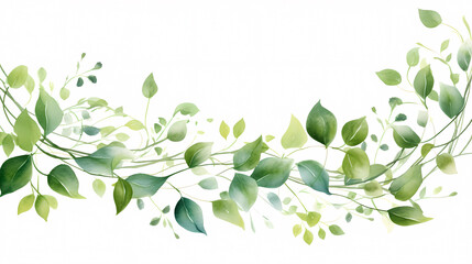 Green leaves watercolor copy space, green leaves with space for text