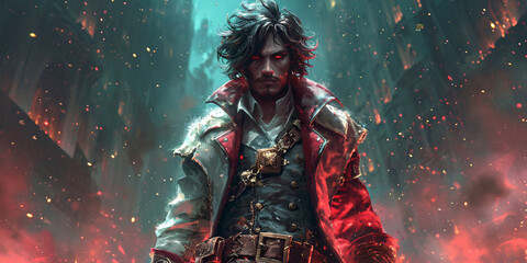 Fototapeta premium portrait of a person with a sword