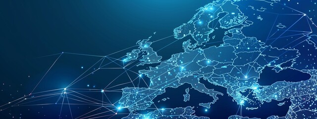 Digital Europe map. Technology concept. Digital connections. Innovations and tech concept.