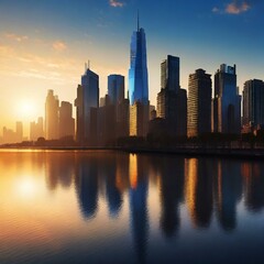 Fototapeta premium CityScape At sunset 