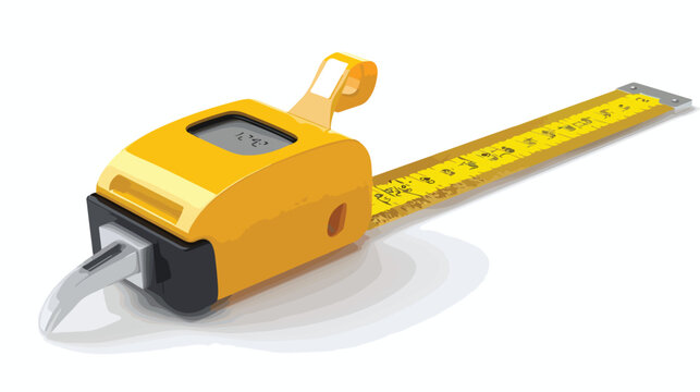 Yellow tape measure isolated on white background vec