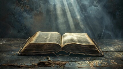 An open book illuminates dark paths, revealing countless realms through its pages.