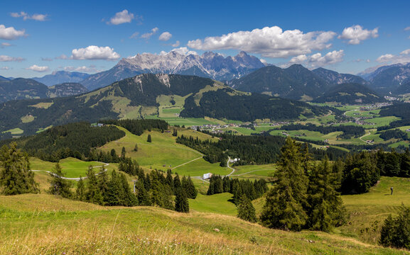 hiking in Austria - green alpine valleys and mountains in Tyrol