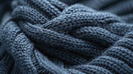 Macro view of a fisherman’s rib knit pattern in a crisp, nautical navy, highlighting the bumpy, stretchy texture.